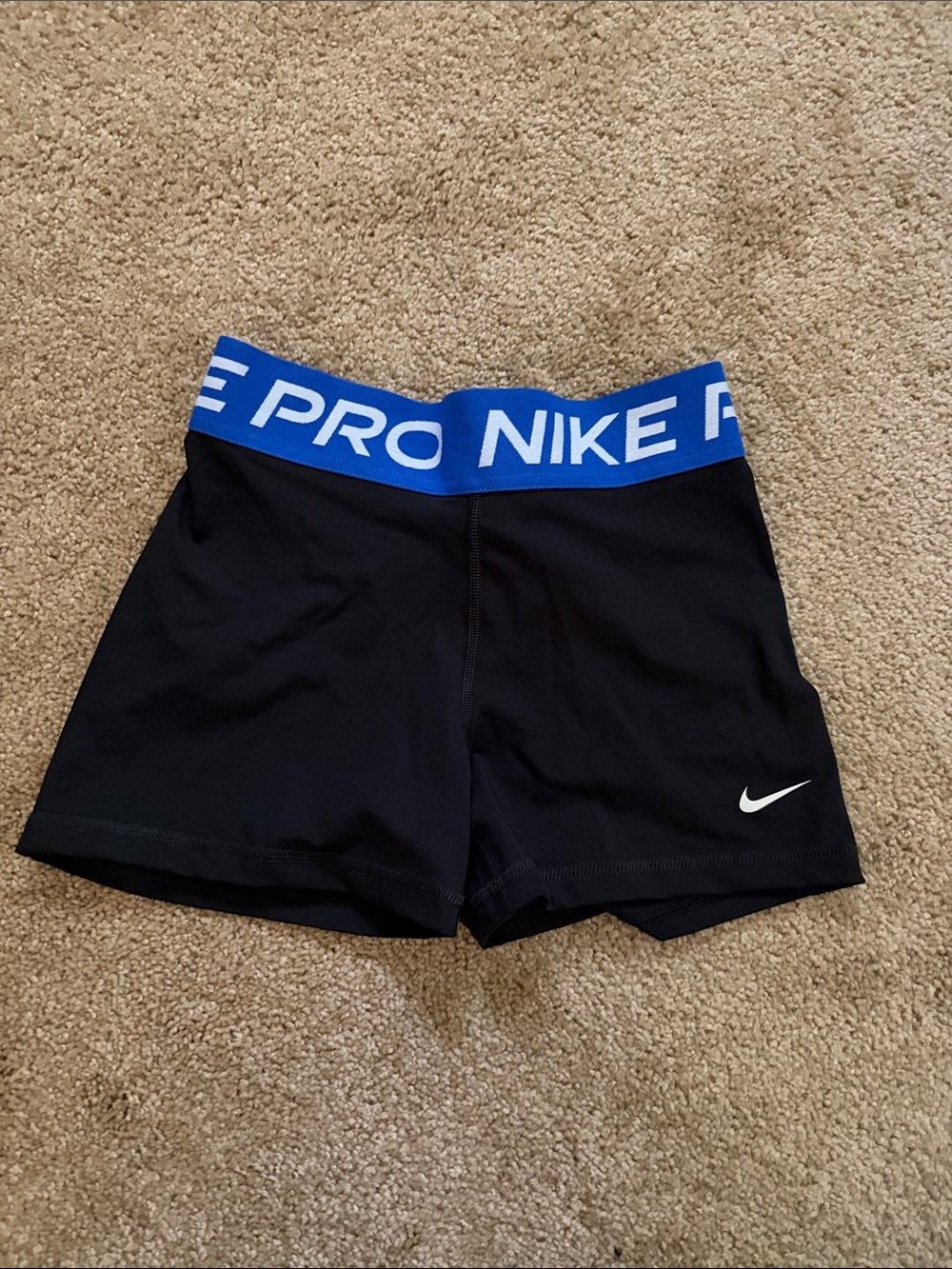 Nike Black Athletic Shorts with Blue Branded Waistband